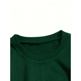 New York Brooklyn Print Loose Sweatshirt, Casual Long Sleeve Crew Neck Sweatshirt, Women's Clothing