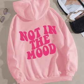 Casual Letter Print Hoodie, Drawstring Hooded Pocket Fashion Loose Fall & Winter Sweatshirt, Women's Clothing
