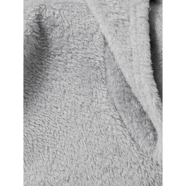 Animal Print Kangaroo Pocket Teddy Hoodie, Casual Long Sleeve Button Hoodie Sweatshirt, Women's Clothing