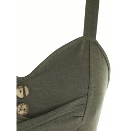 Tie Dye Print Fake Button Dress, Casual Sleeveless Backless For Summer, Women's Clothing