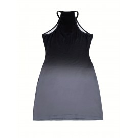 Cutout Gradient Halter Neck Dress, Sexy Bodycon Dress For Spring & Summer, Women's Clothing